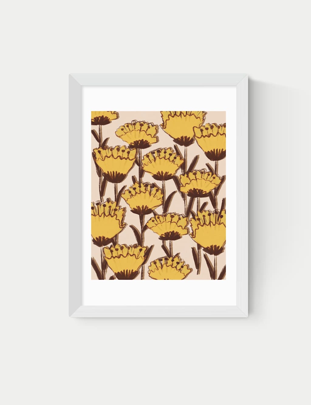 East End Prints Yellow Wildflowers Rectangle Framed Art - A1 - White - Available at M&S