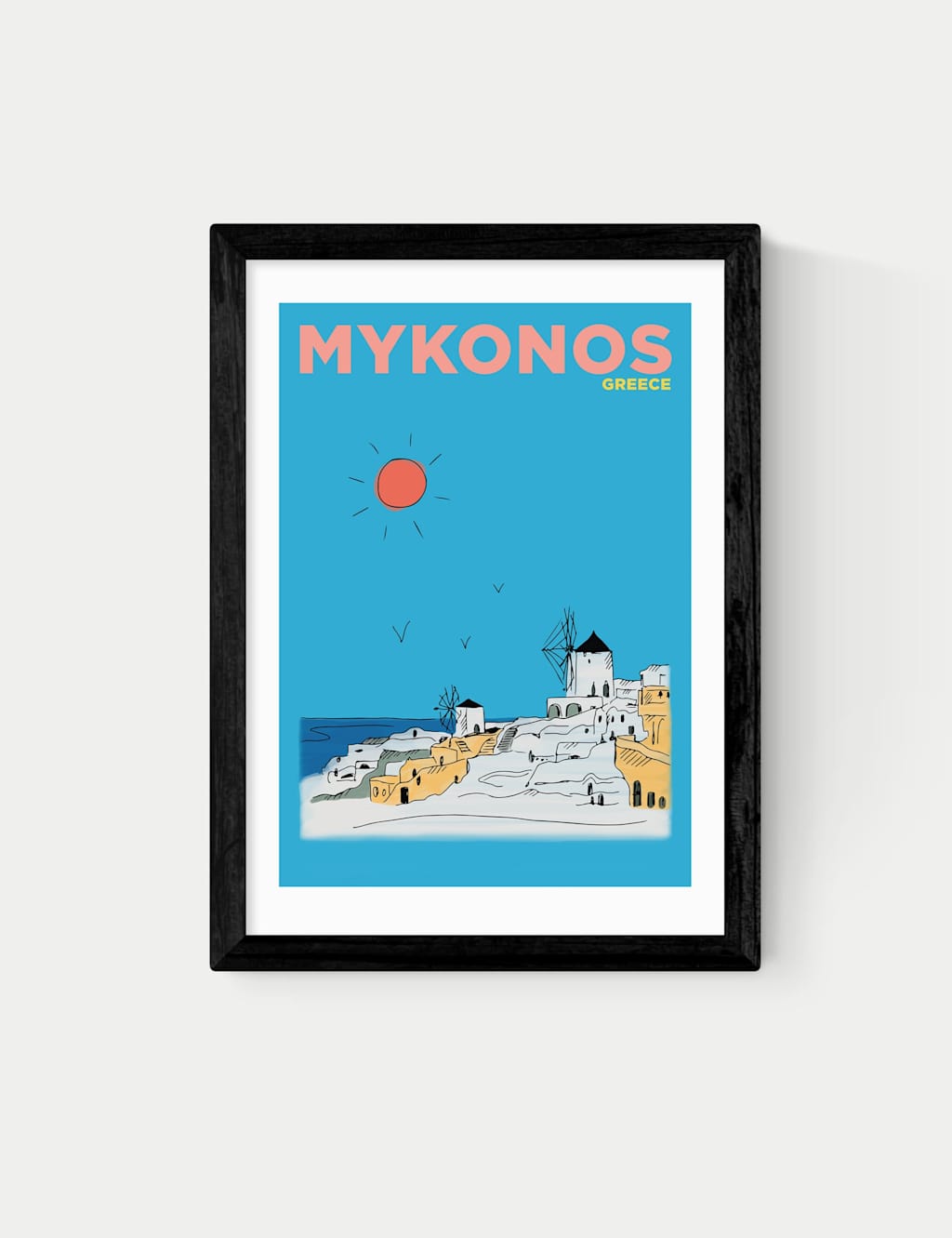 East End Prints Mykonos Greece Framed Art - A1 - Black - Available at M&S