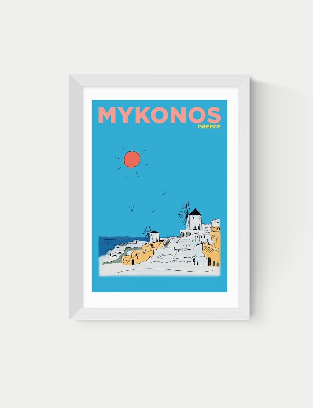 East End Prints Mykonos Greece Framed Art - A1 - White - Available at M&S