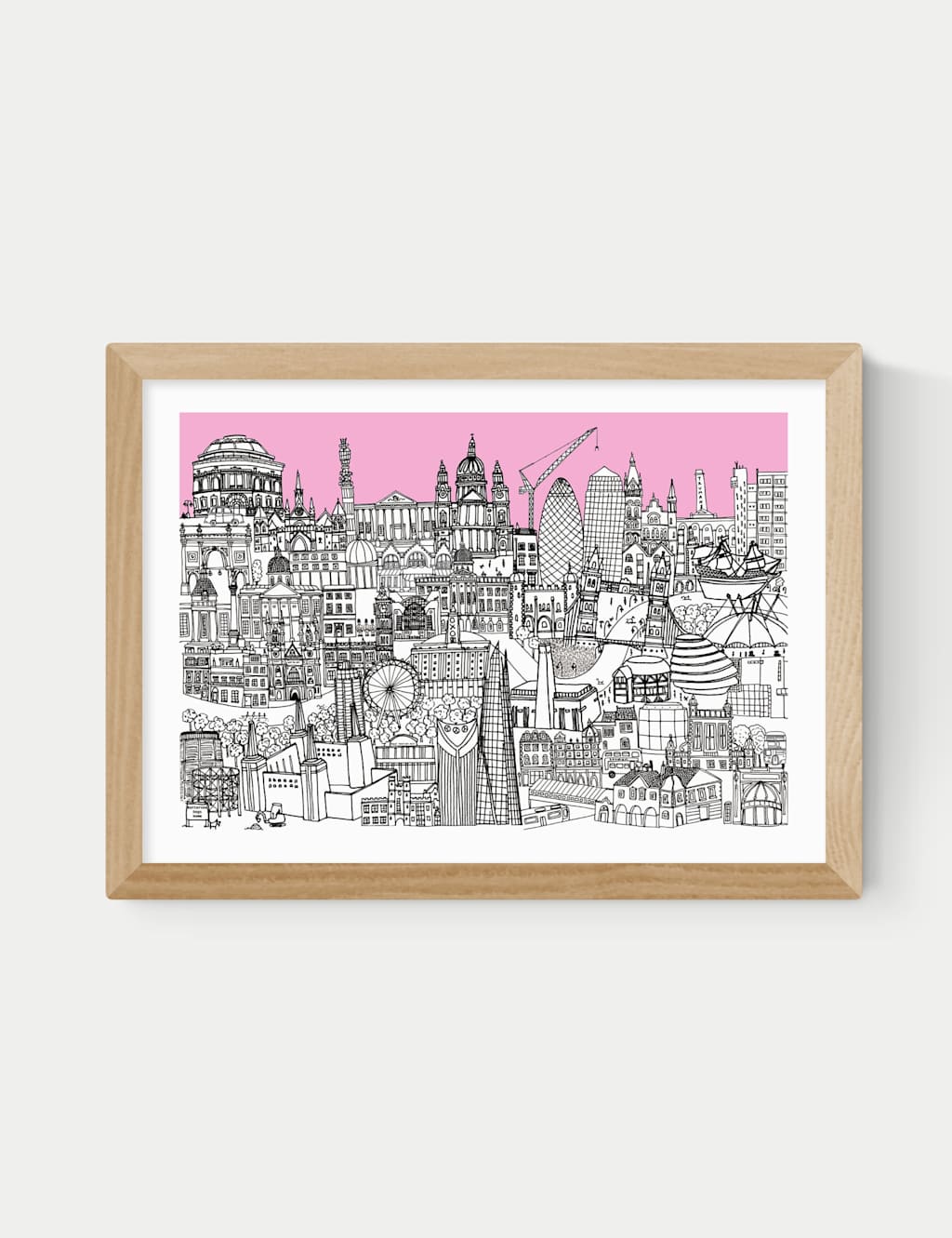East End Prints London Jungle Framed Art Print - A1 - Natural - Available at M&S