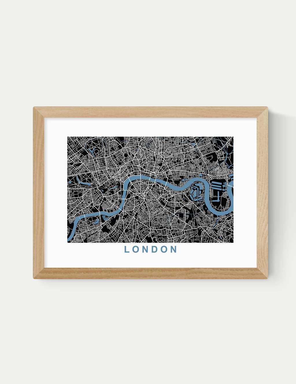 East End Prints London Map Negative Framed Art Print - A3 - Natural - Available at M&S