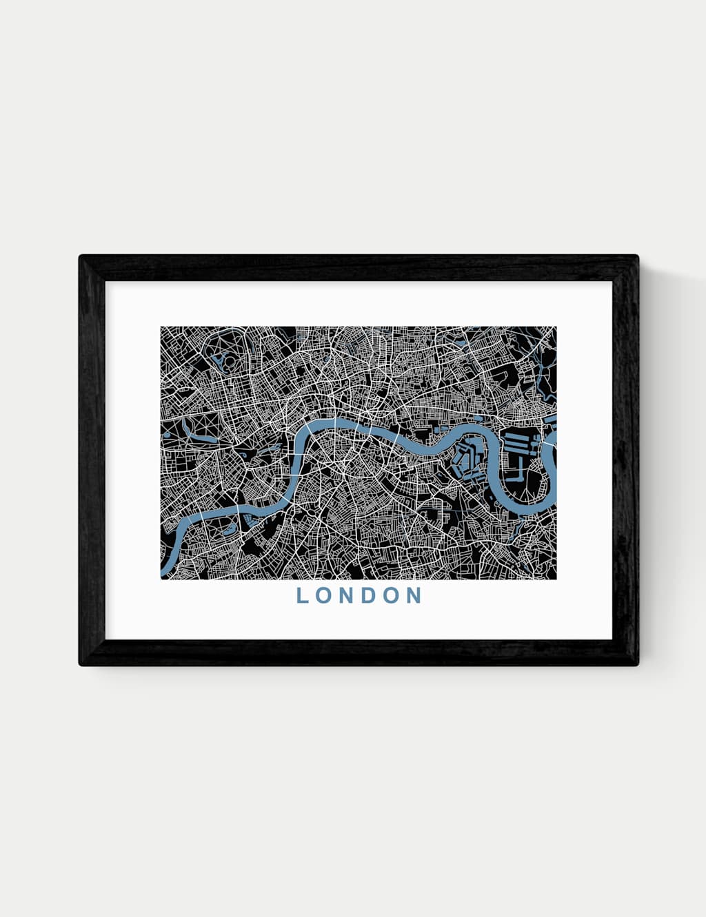 East End Prints London Map Negative Framed Art Print - A1 - Black - Available at M&S