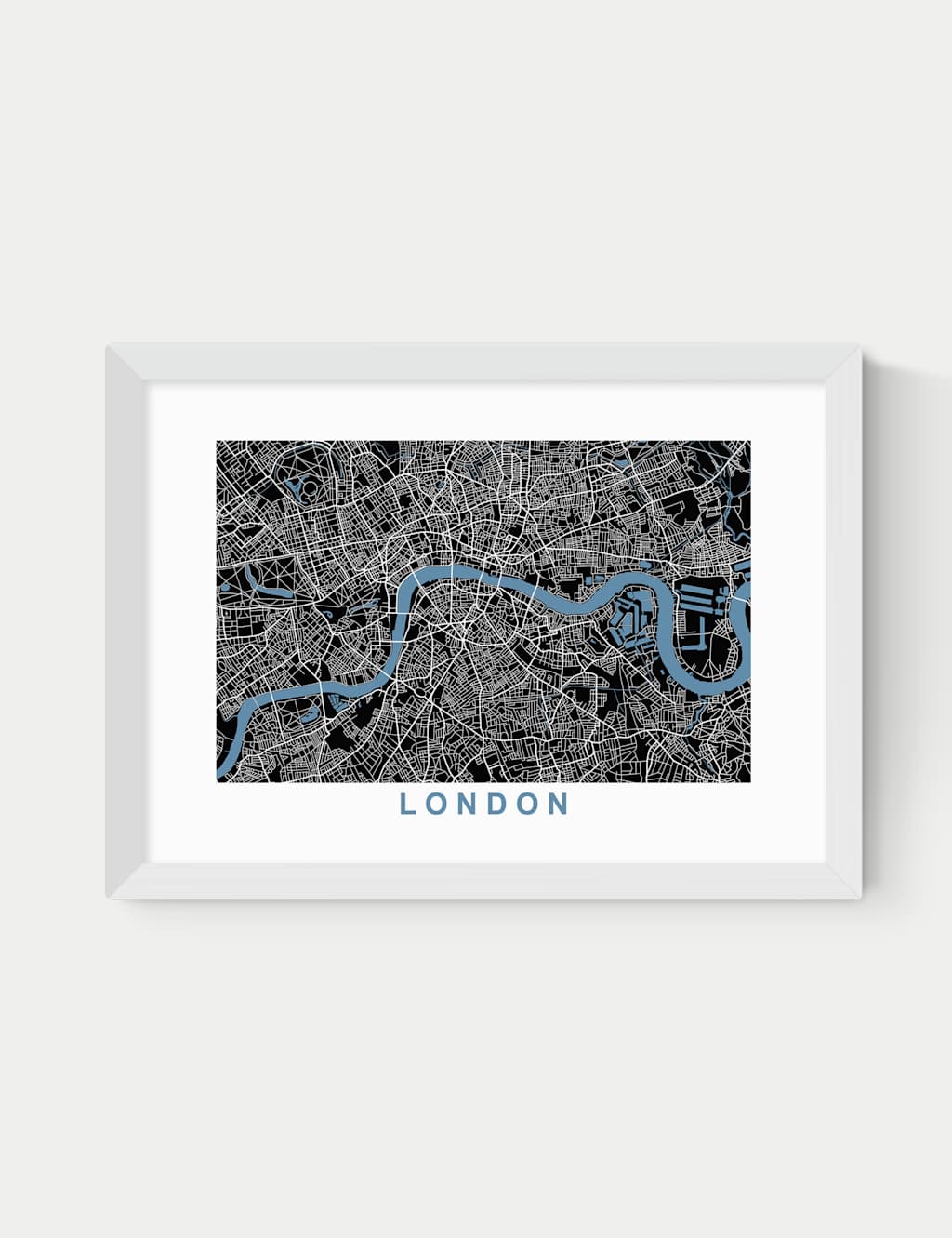 East End Prints London Map Negative Framed Art Print - A1 - White - Available at M&S