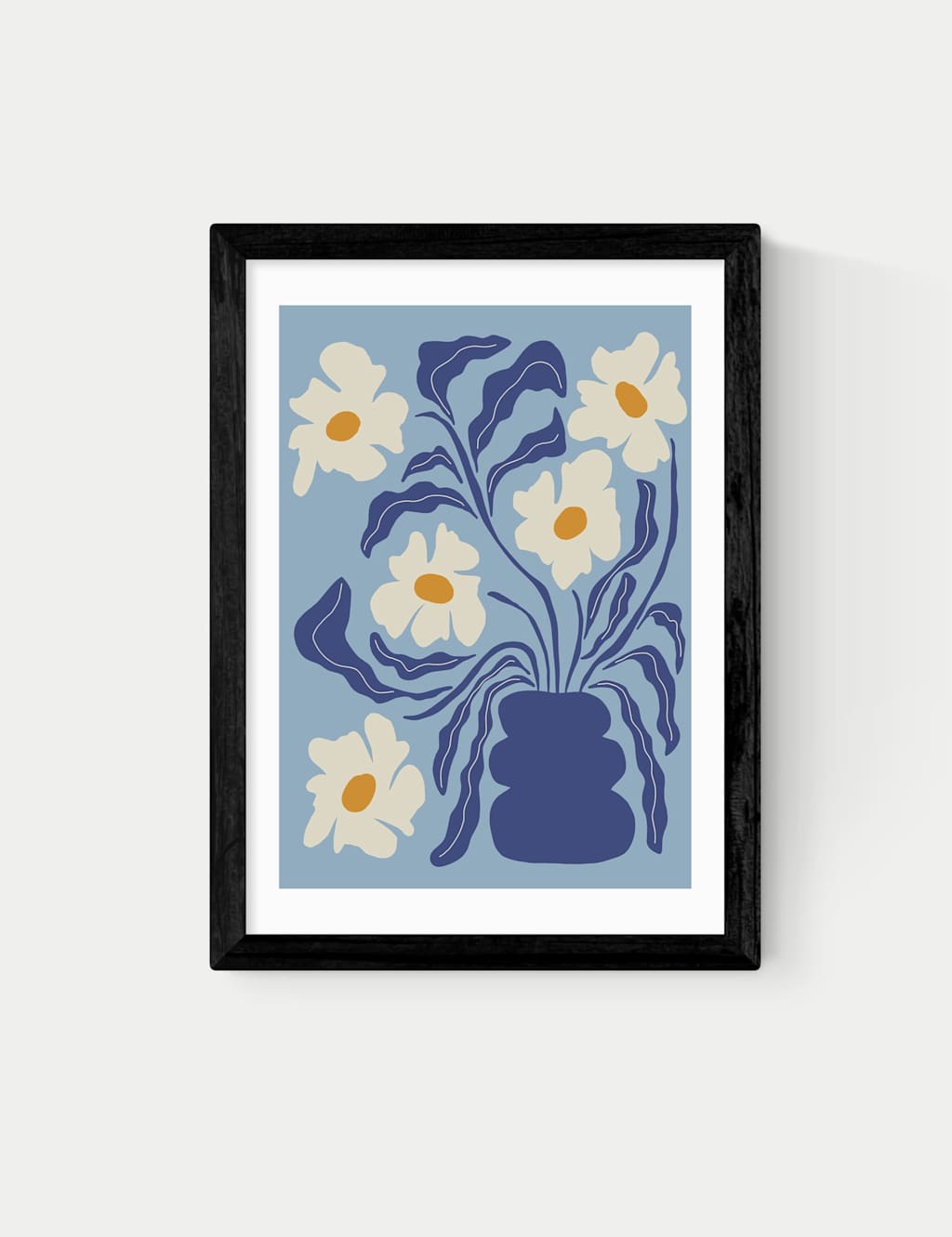 East End Prints Blue Moon Flower Pot Framed Art Print - A3 - Black - Available at M&S