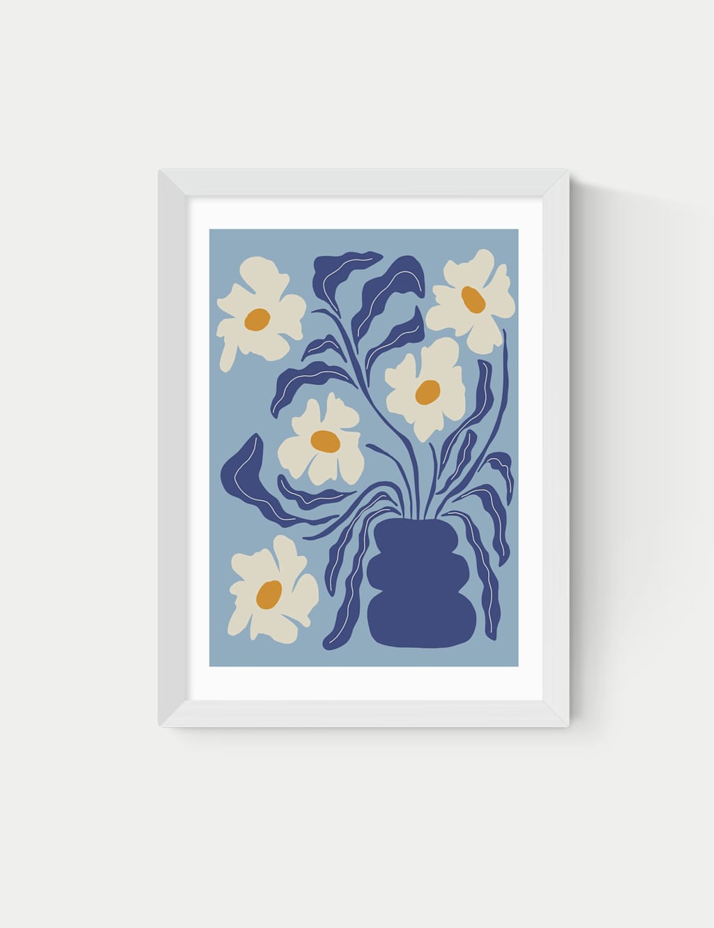 East End Prints Blue Moon Flower Pot Framed Art Print - A1 - White - Available at M&S