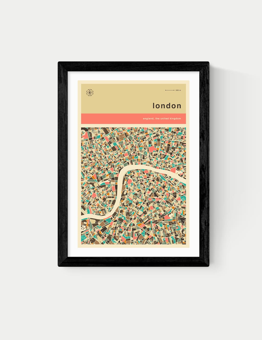 East End Prints London Streetguide Framed Art Print - A3 - Black - Available at M&S