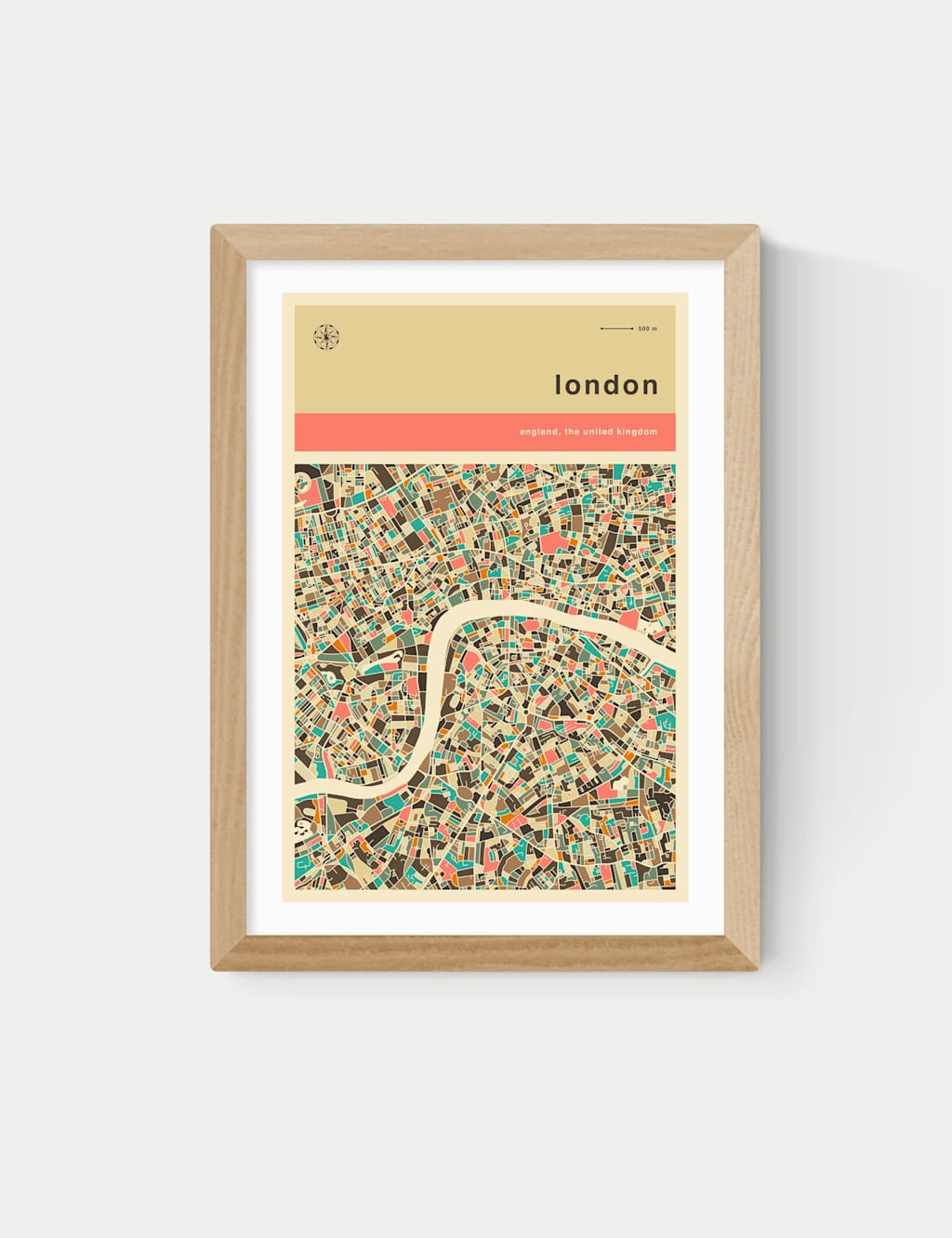 East End Prints London Streetguide Orange Framed Art Print - A1 - Natural - Available at M&S