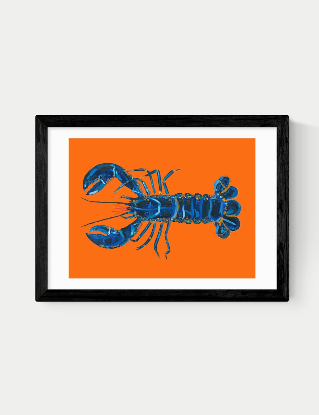 East End Prints Lobster on Orange Framed Art Print - A1 - Black - Available at M&S