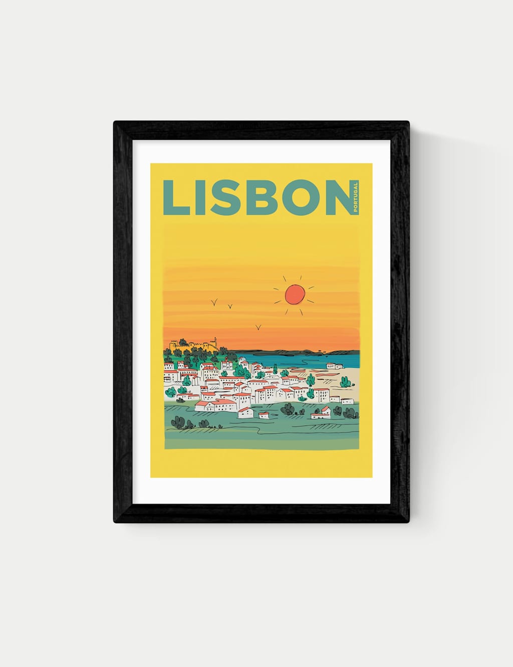 East End Prints Lisbon Framed Art Print - A2 - Black - Available at M&S