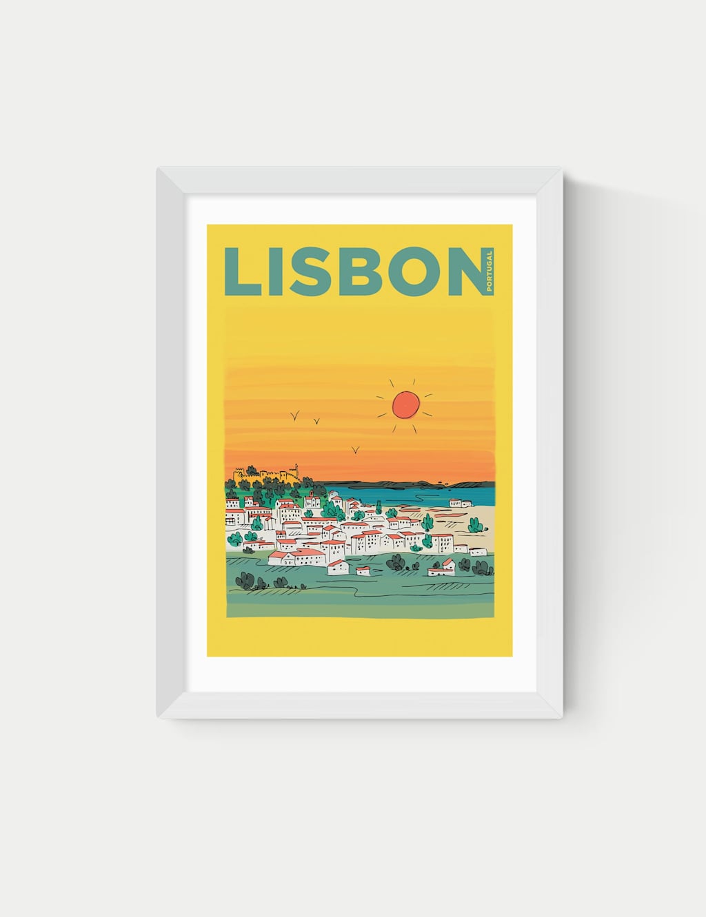 East End Prints Lisbon Framed Art Print - A2 - White - Available at M&S