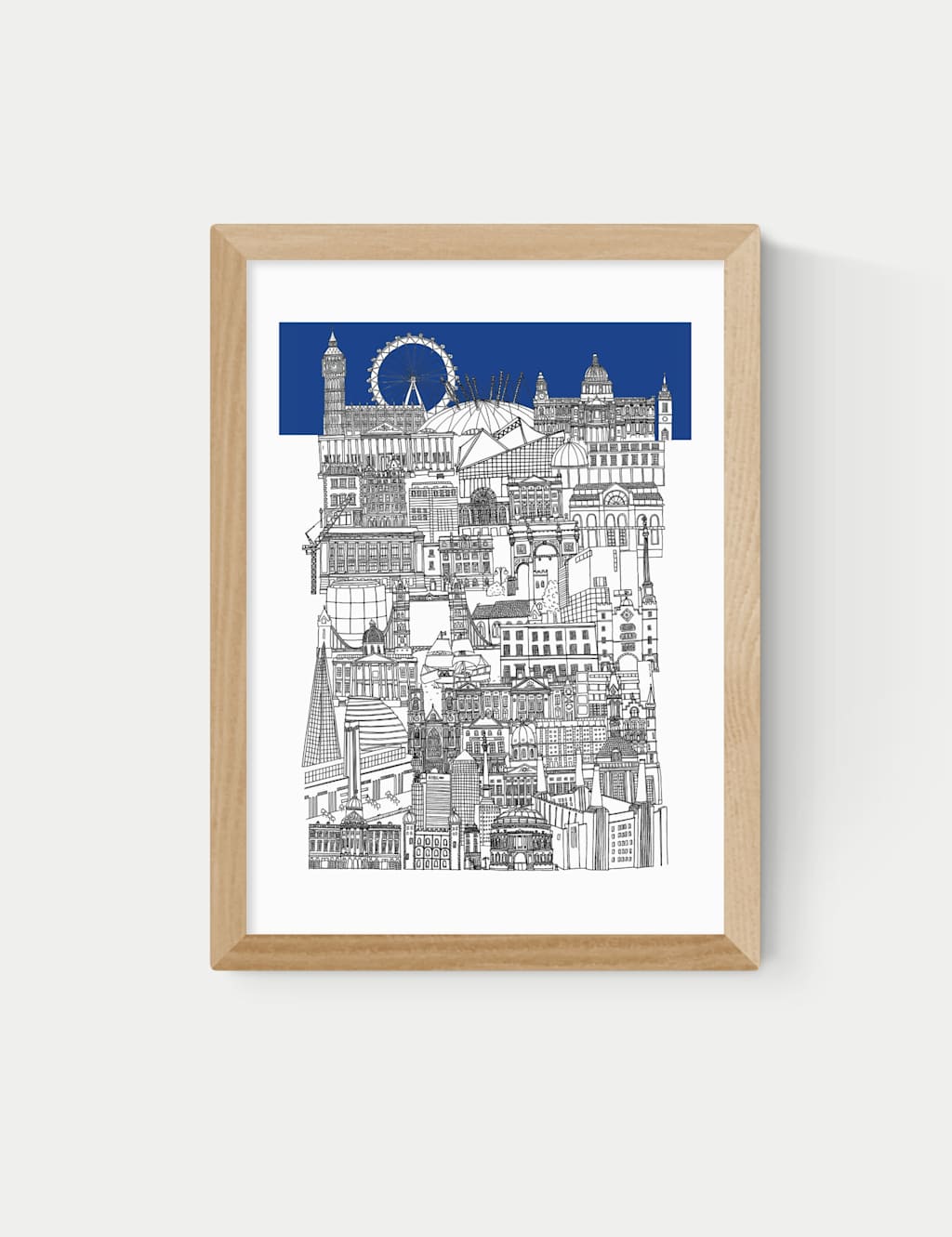East End Prints London Blue Framed Art Print - A1 - Natural - Available at M&S