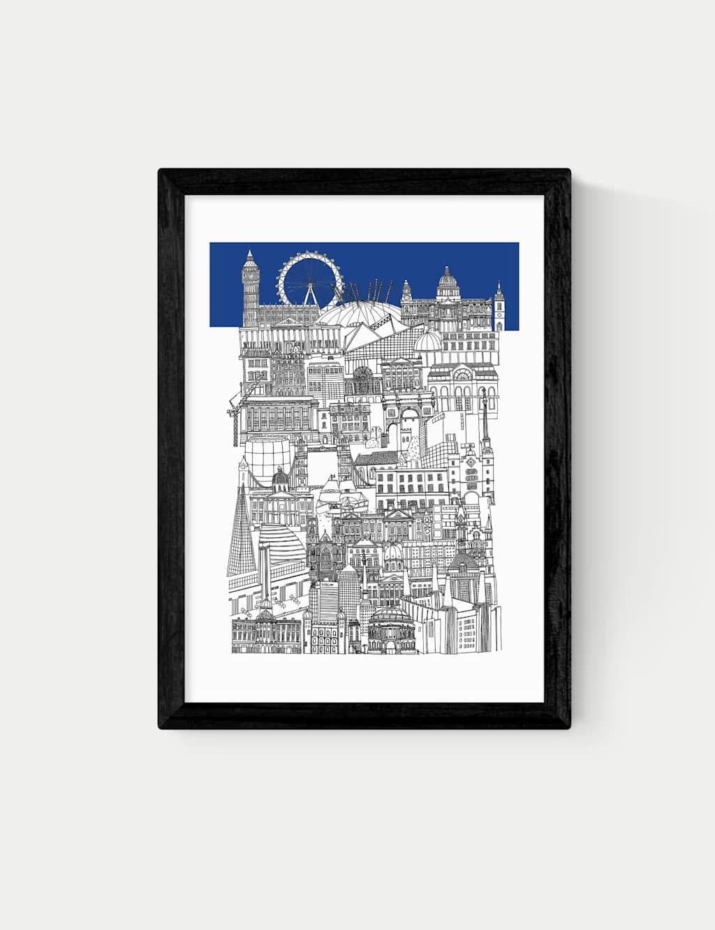 East End Prints London Blue Framed Art Print - A3 - Black - Available at M&S