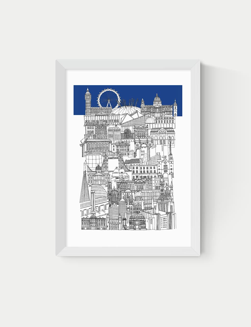 East End Prints London Blue Framed Art Print - A3 - White - Available at M&S