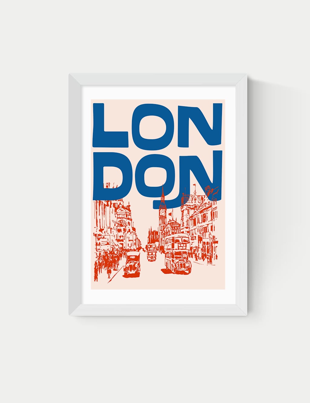 East End Prints London City Framed Art Print - A3 - White - Available at M&S