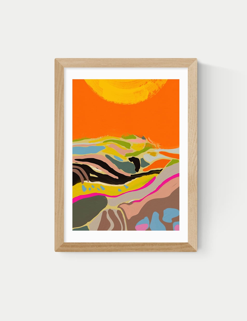 East End Prints Sunny Hills Framed Art Print - A2 - Natural - Available at M&S