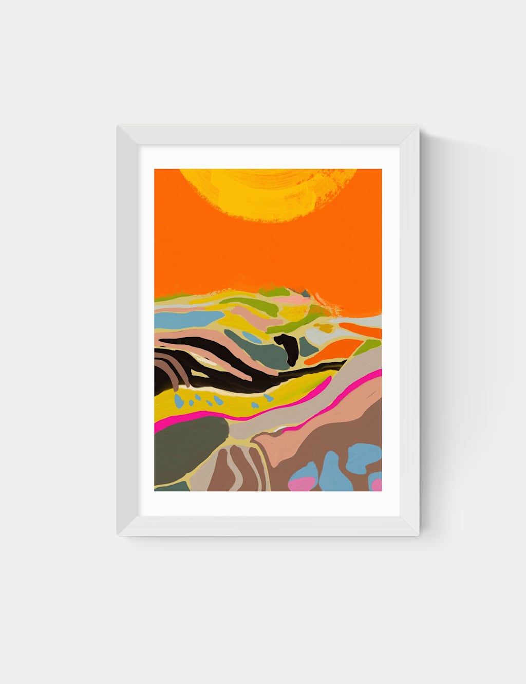 East End Prints Sunny Hills Framed Art Print - A3 - White - Available at M&S