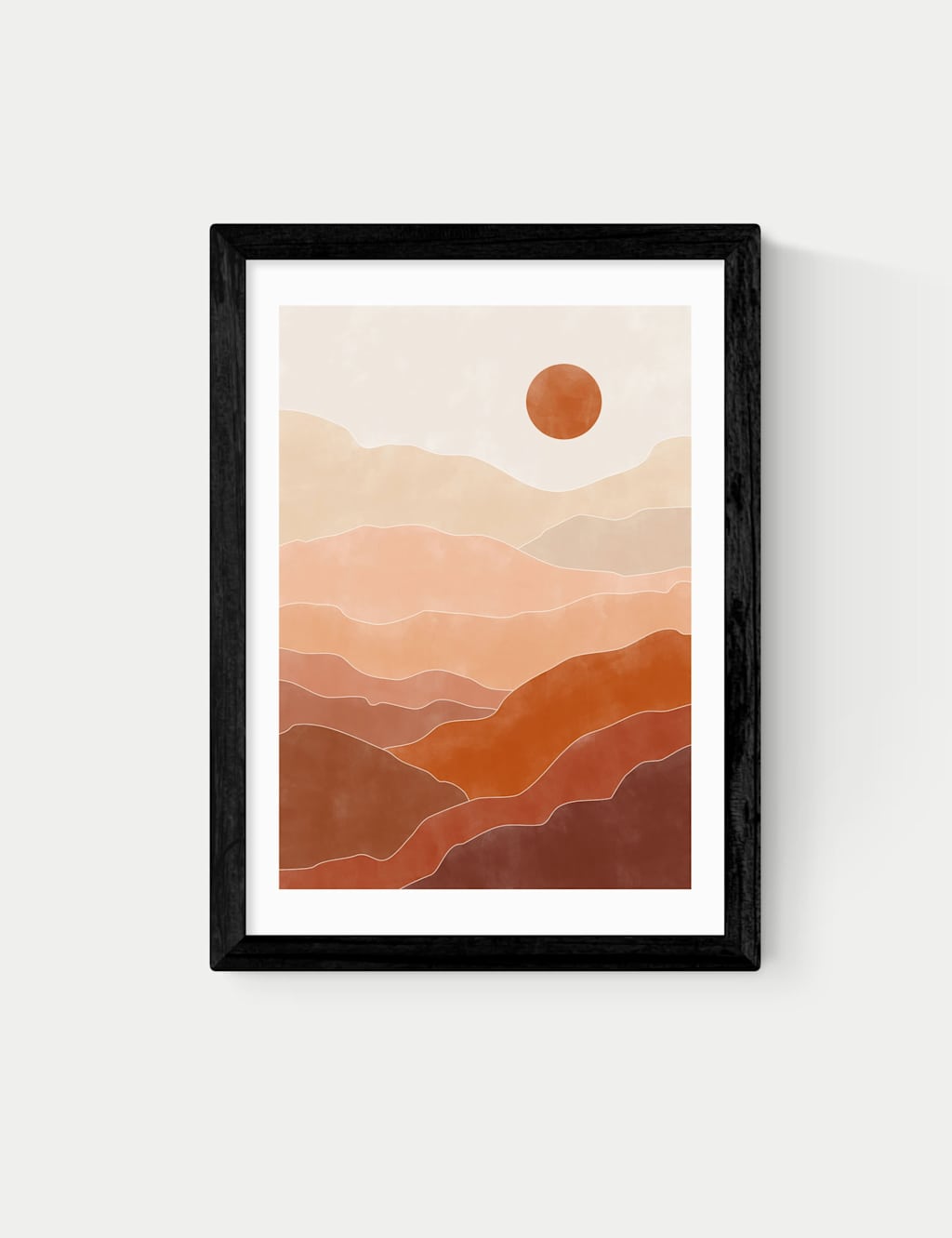 East End Prints Terracotta Landscape Framed Art Print - A3 - Black - Available at M&S