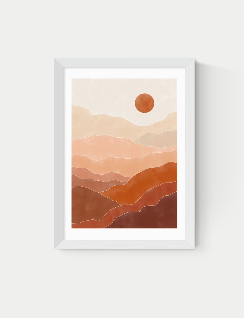 East End Prints Terracotta Landscape Framed Art Print - A3 - White - Available at M&S
