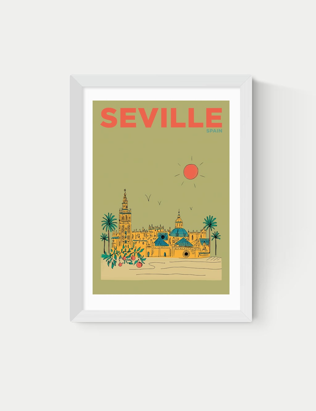 East End Prints Seville Framed Art Print - A3 - White - Available at M&S