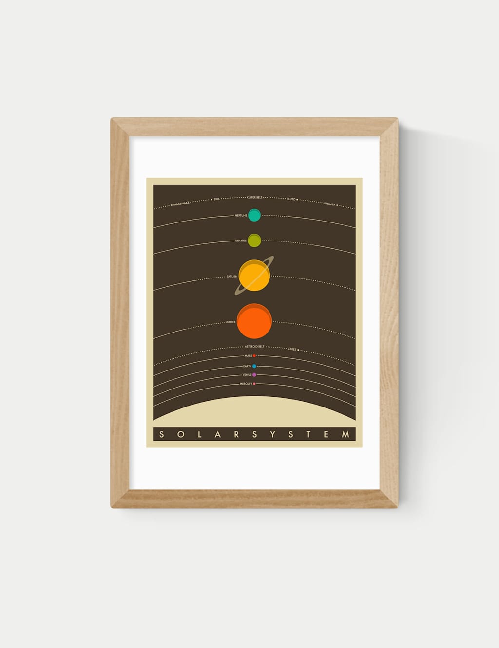 East End Prints Solar System Brown Framed Art Print - A2 - Natural - Available at M&S