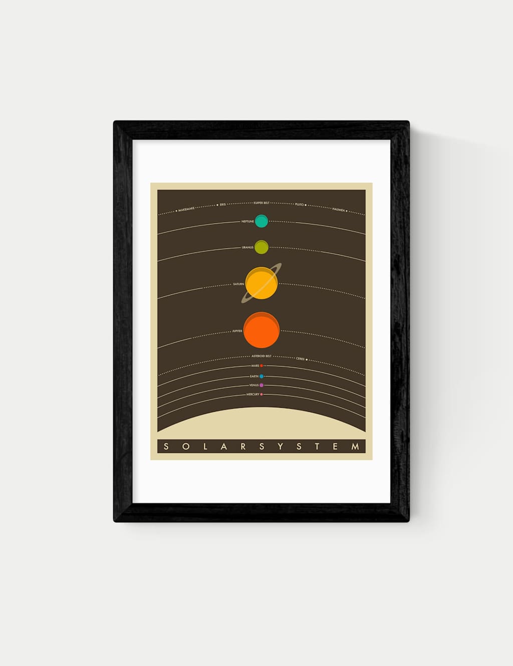 East End Prints Solar System Brown Framed Art Print - A2 - Black - Available at M&S