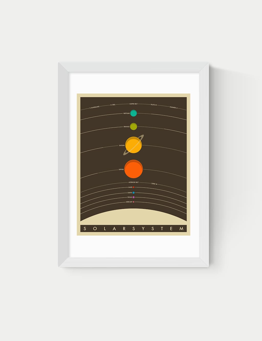East End Prints Solar System Brown Framed Art Print - A2 - White - Available at M&S