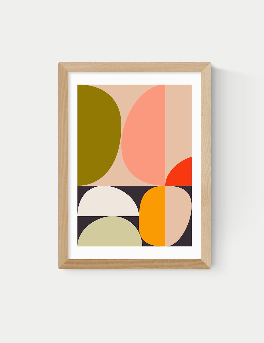 East End Prints Mid Century Half Circles Framed Art - A3 - Natural - Available at M&S