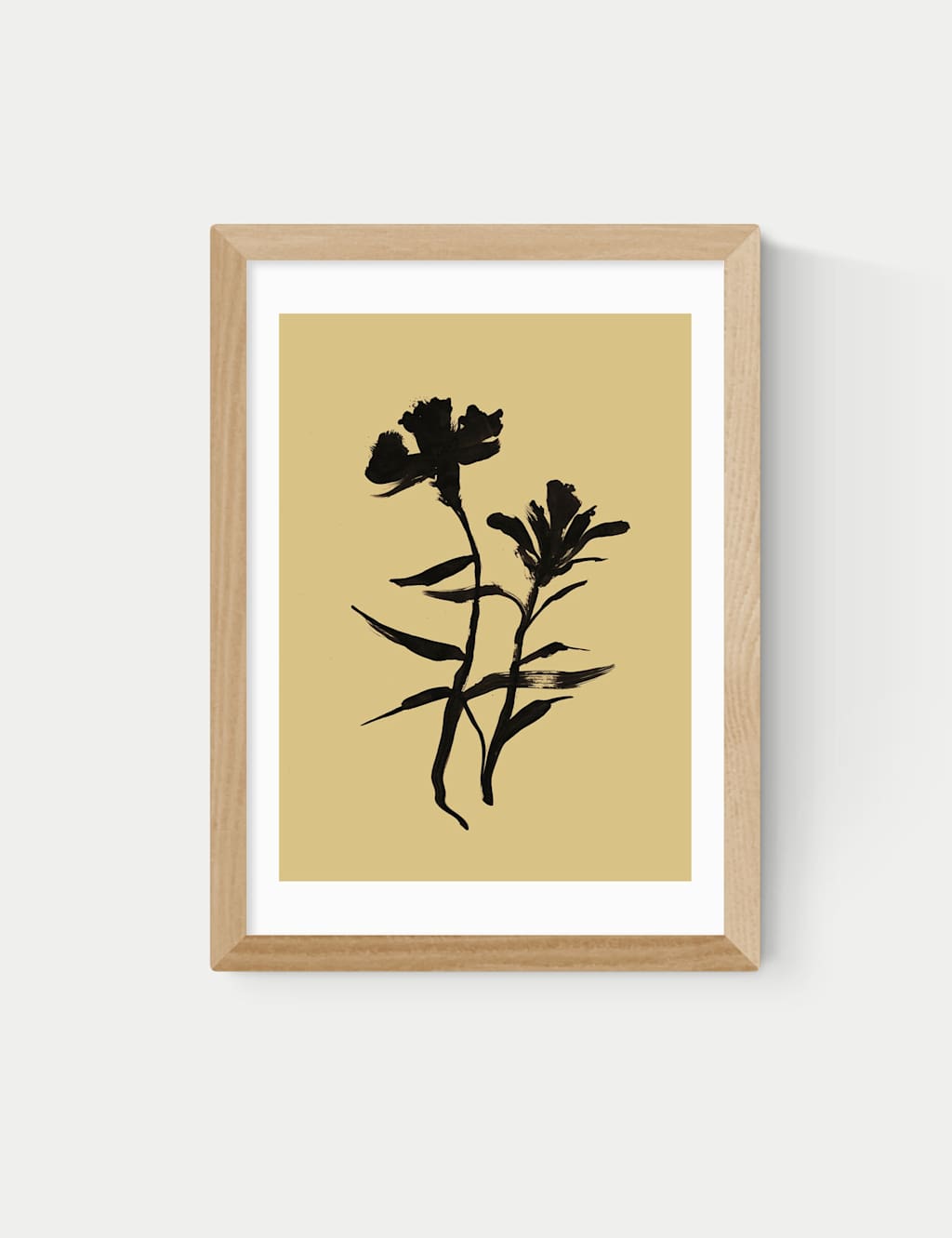East End Prints Mono Botanical 3 Framed Art Print - A3 - Natural - Available at M&S