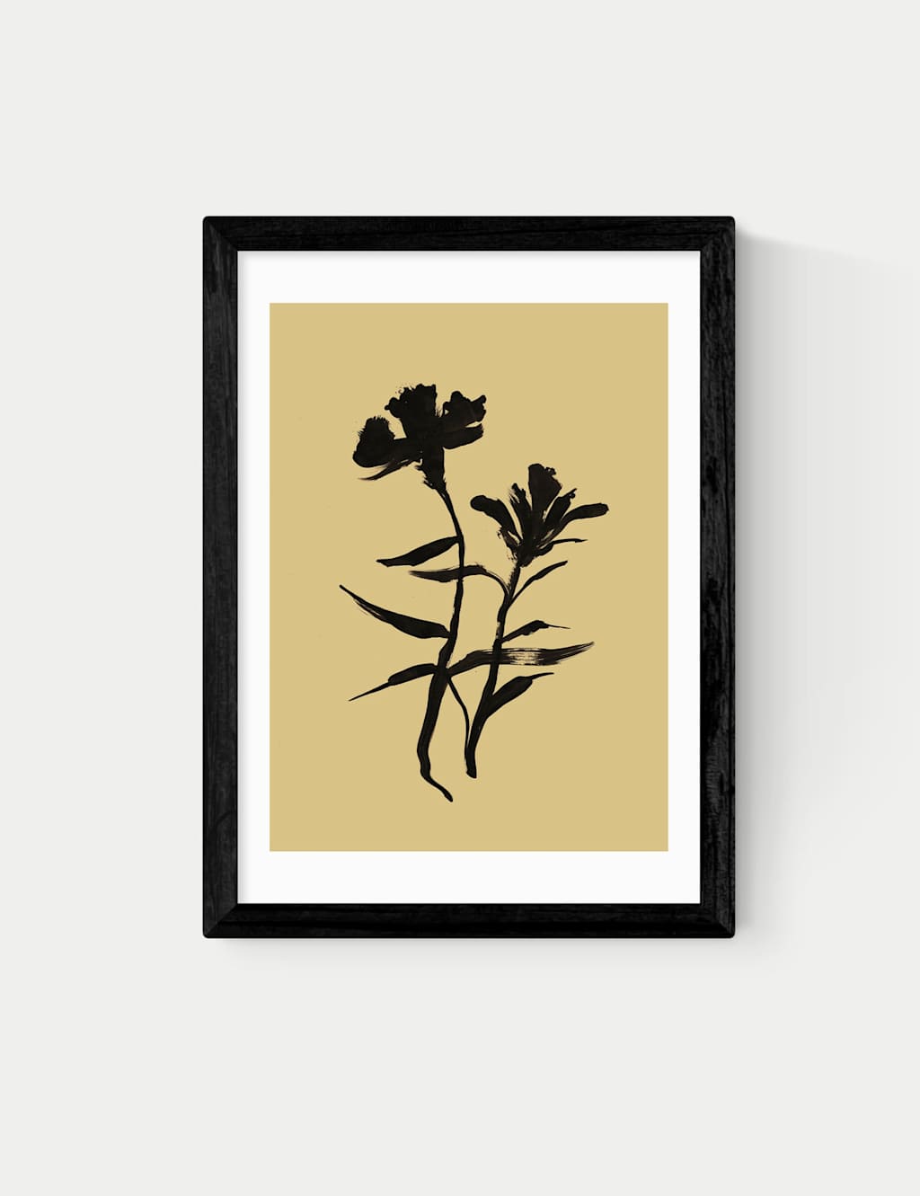 East End Prints Mono Botanical 3 Framed Art Print - A3 - Black - Available at M&S