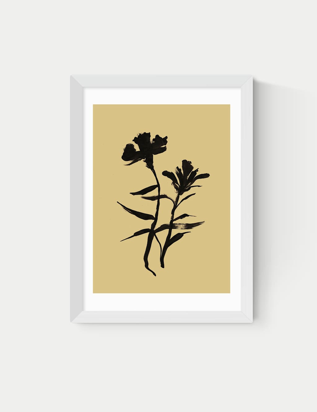 East End Prints Mono Botanical 3 Framed Art Print - A2 - White - Available at M&S
