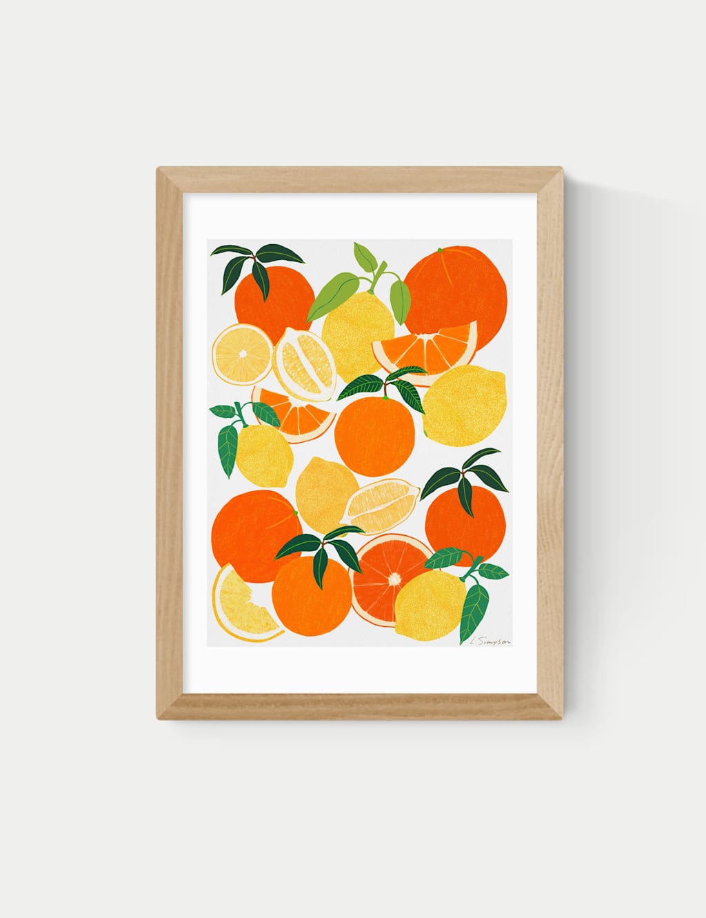 East End Prints Orange and Lemon Harvest Framed Art - A1 - Natural - Available at M&S