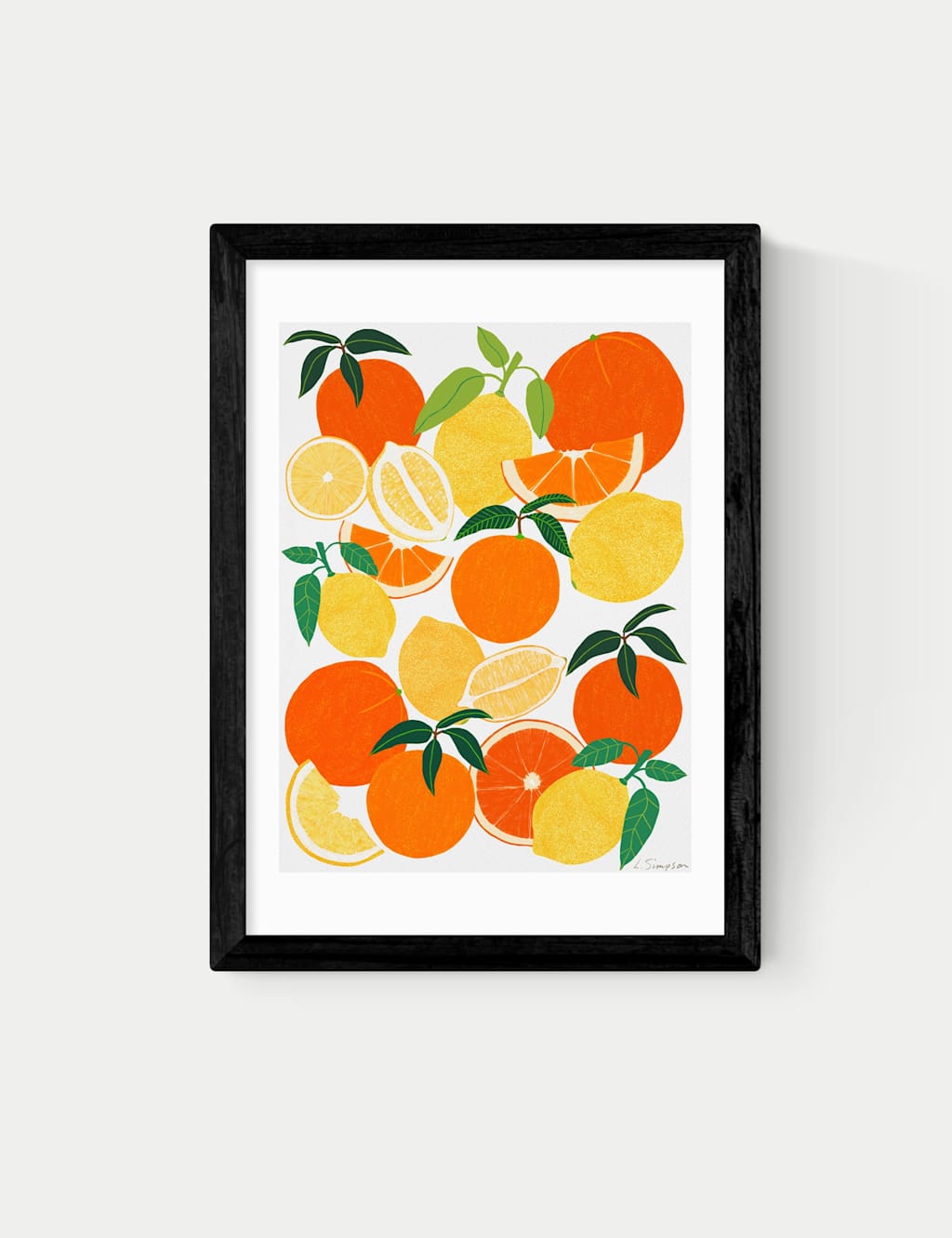 East End Prints Orange and Lemon Harvest Framed Art - A3 - Black - Available at M&S
