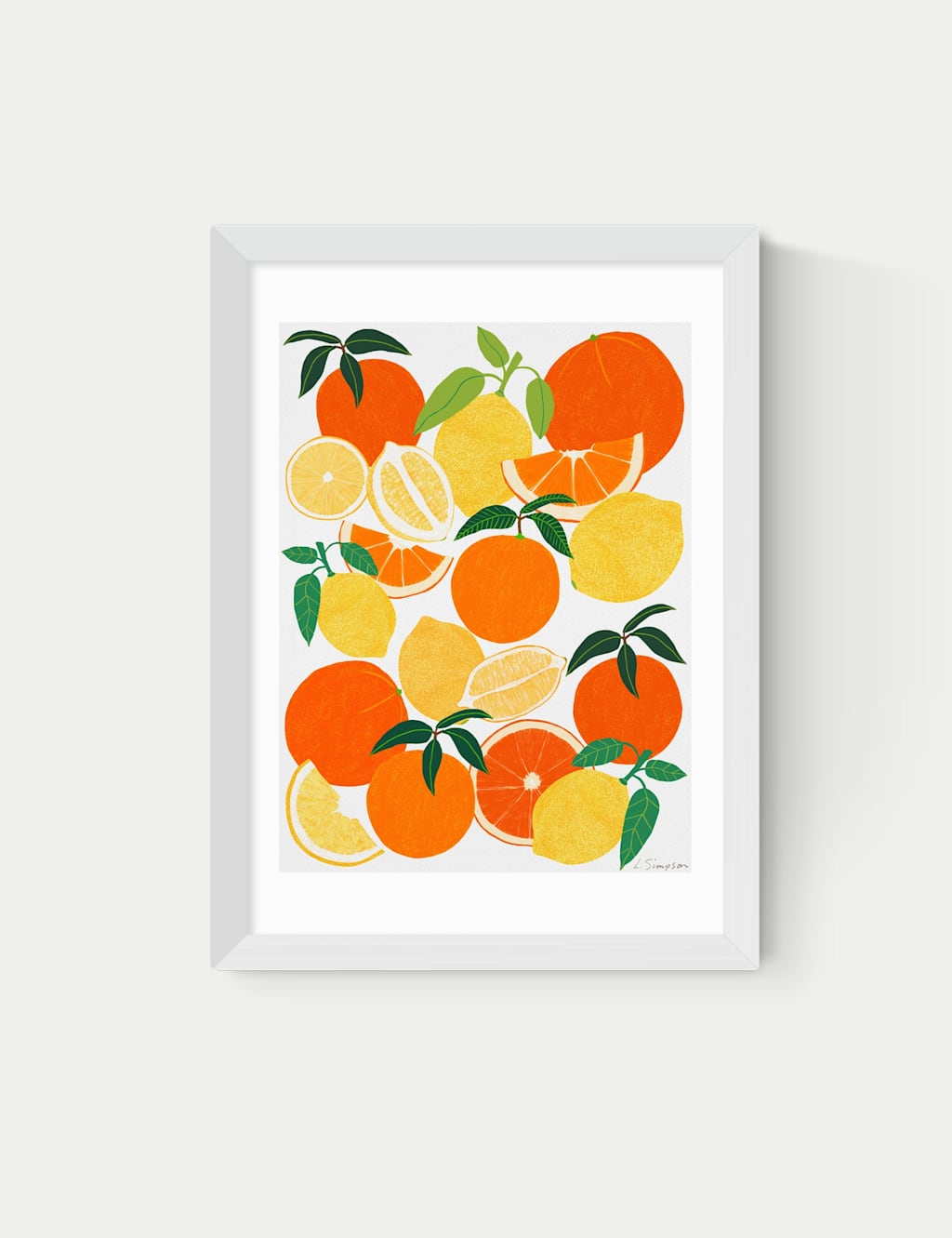East End Prints Orange and Lemon Harvest Framed Art - A1 - White - Available at M&S