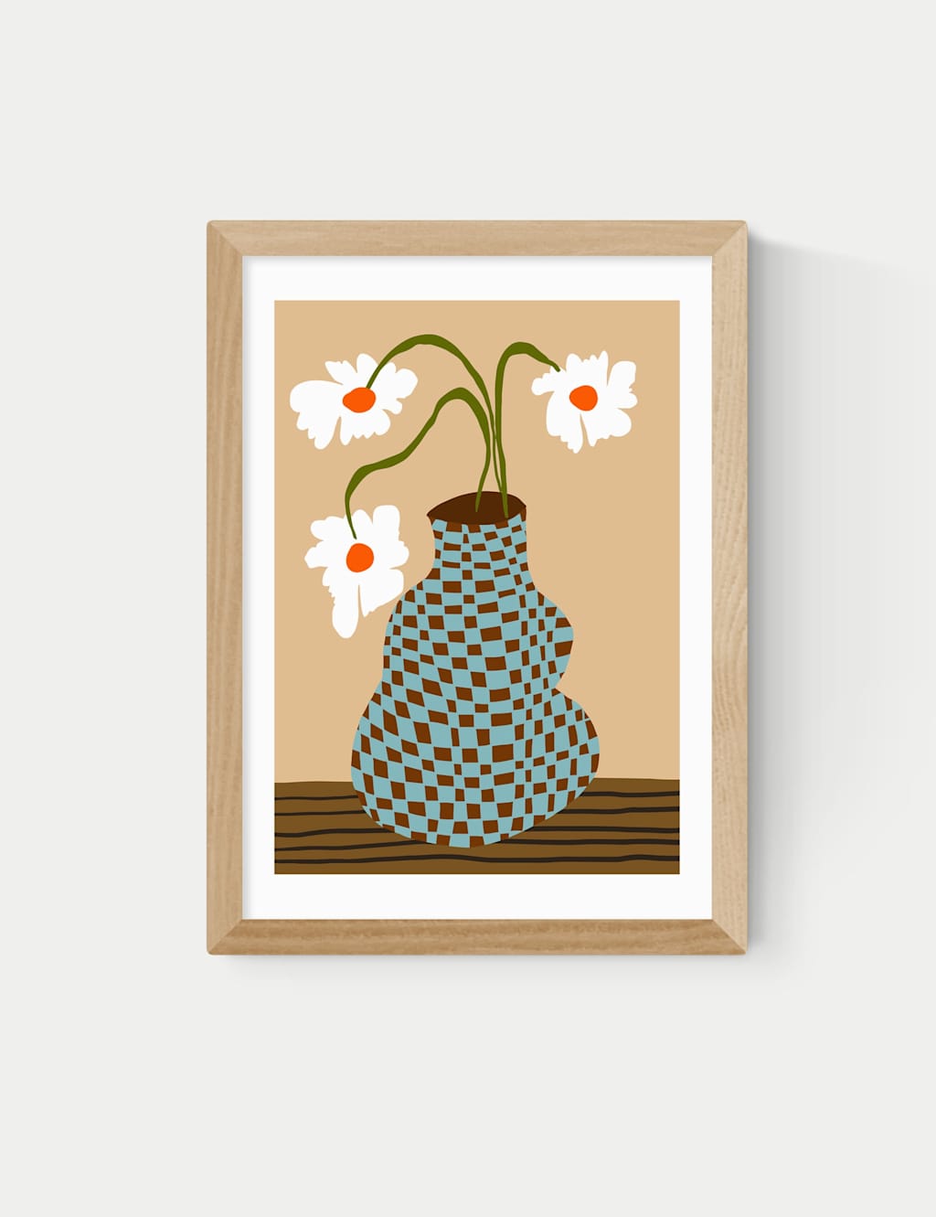 East End Prints Party Floral Pottery Framed Art Print - A3 - Natural - Available at M&S