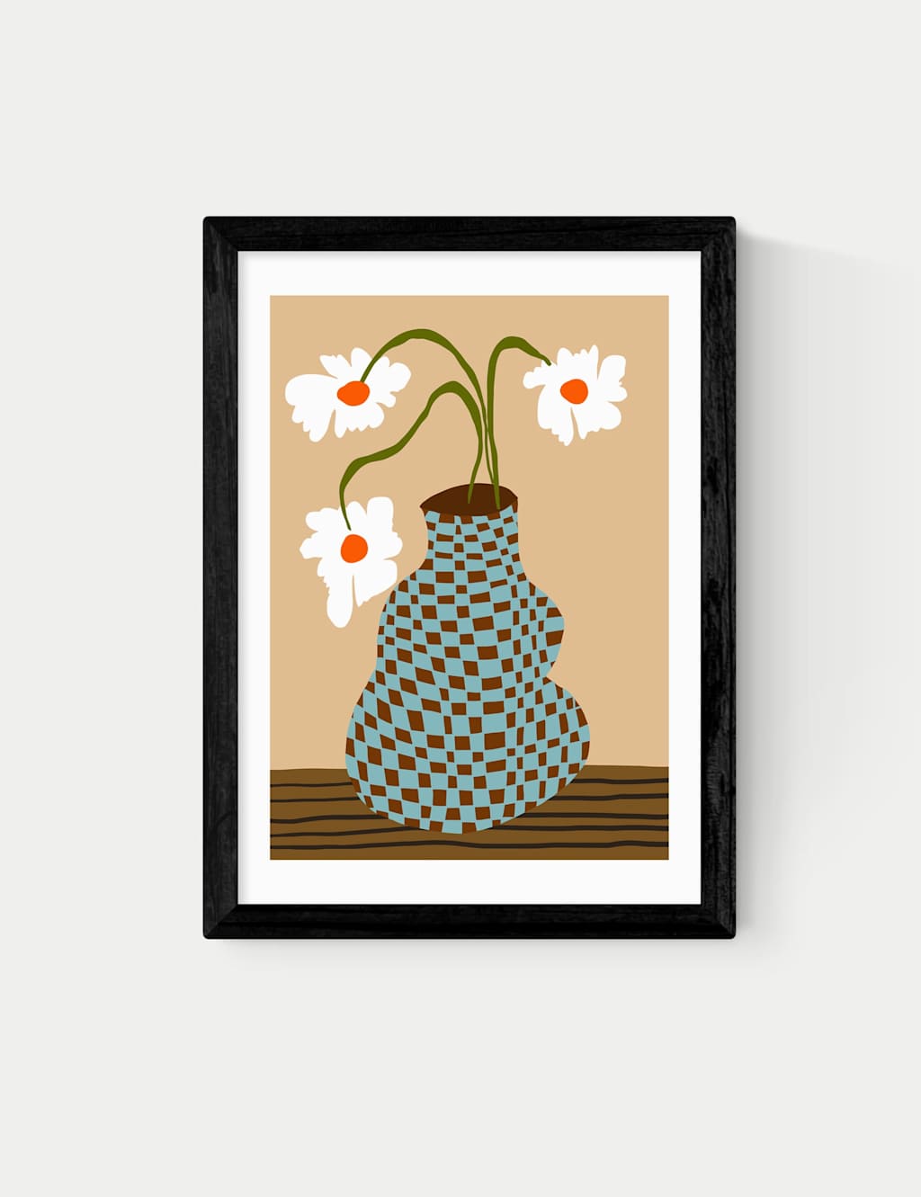 East End Prints Party Floral Pottery Framed Art Print - A1 - Black - Available at M&S