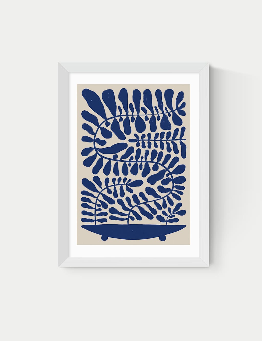 East End Prints One Hundred Leaved Plant VII Framed Art Print - A3 - White - Available at M&S