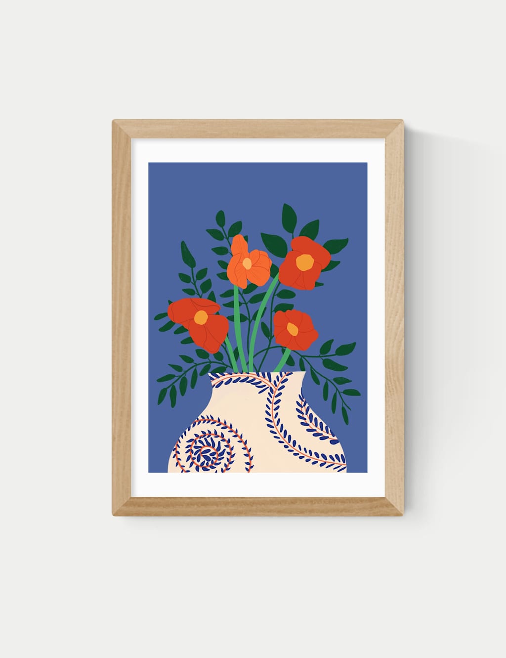 East End Prints Poppy Framed Art Print - A2 - Natural - Available at M&S