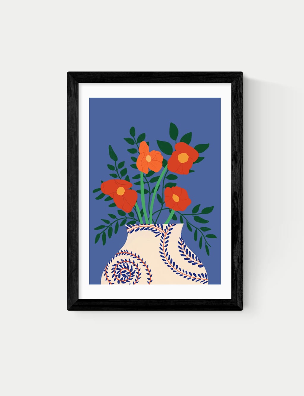 East End Prints Poppy Framed Art Print - A3 - Black - Available at M&S