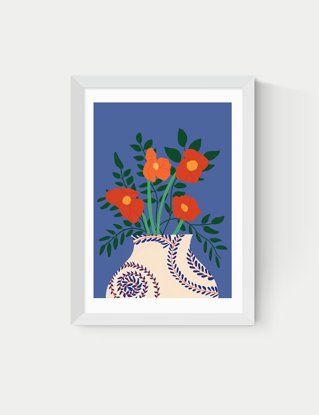 East End Prints Poppy Framed Art Print - A1 - White - Available at M&S