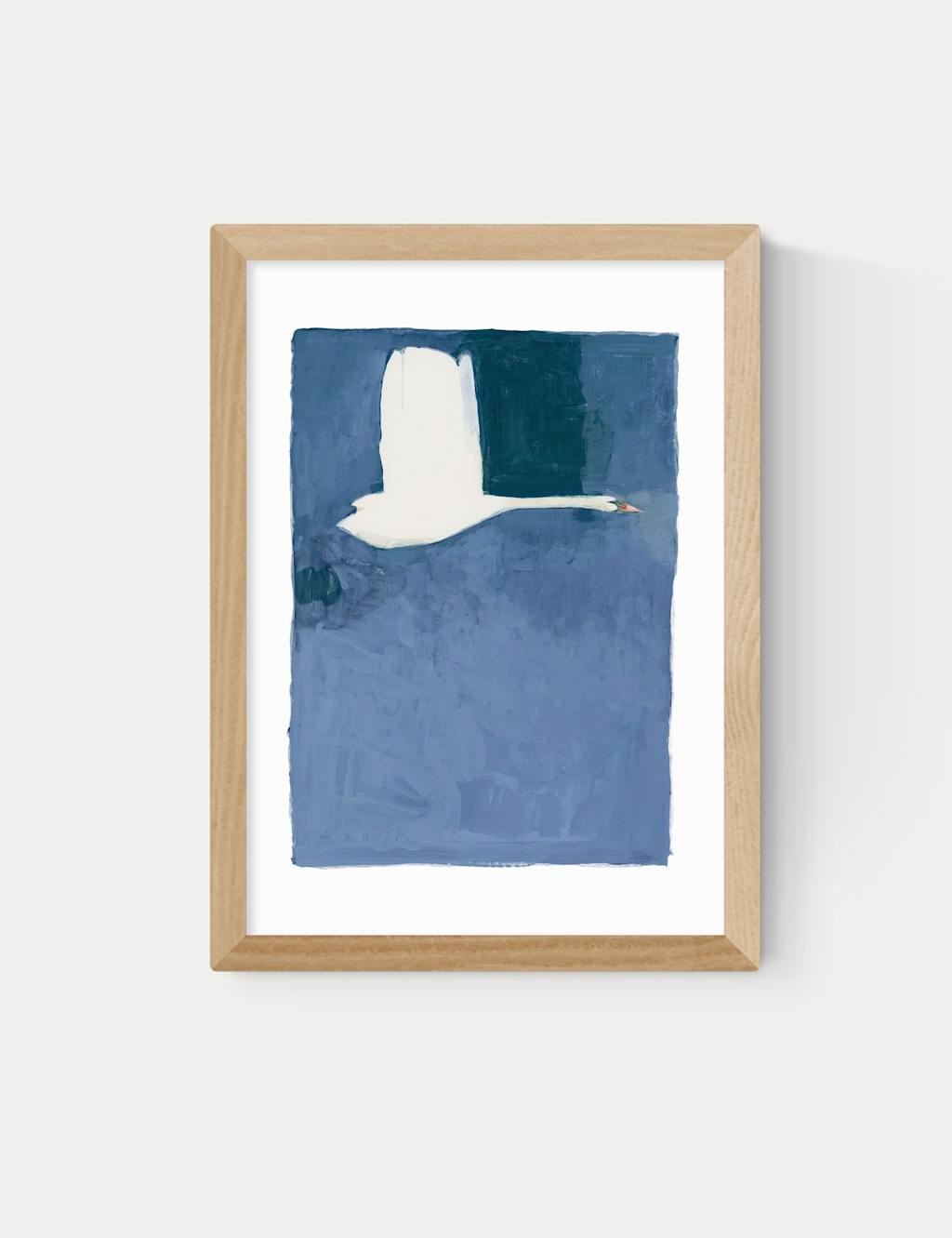 East End Prints The Swan ll Framed Art Print - A3 - Natural - Available at M&S