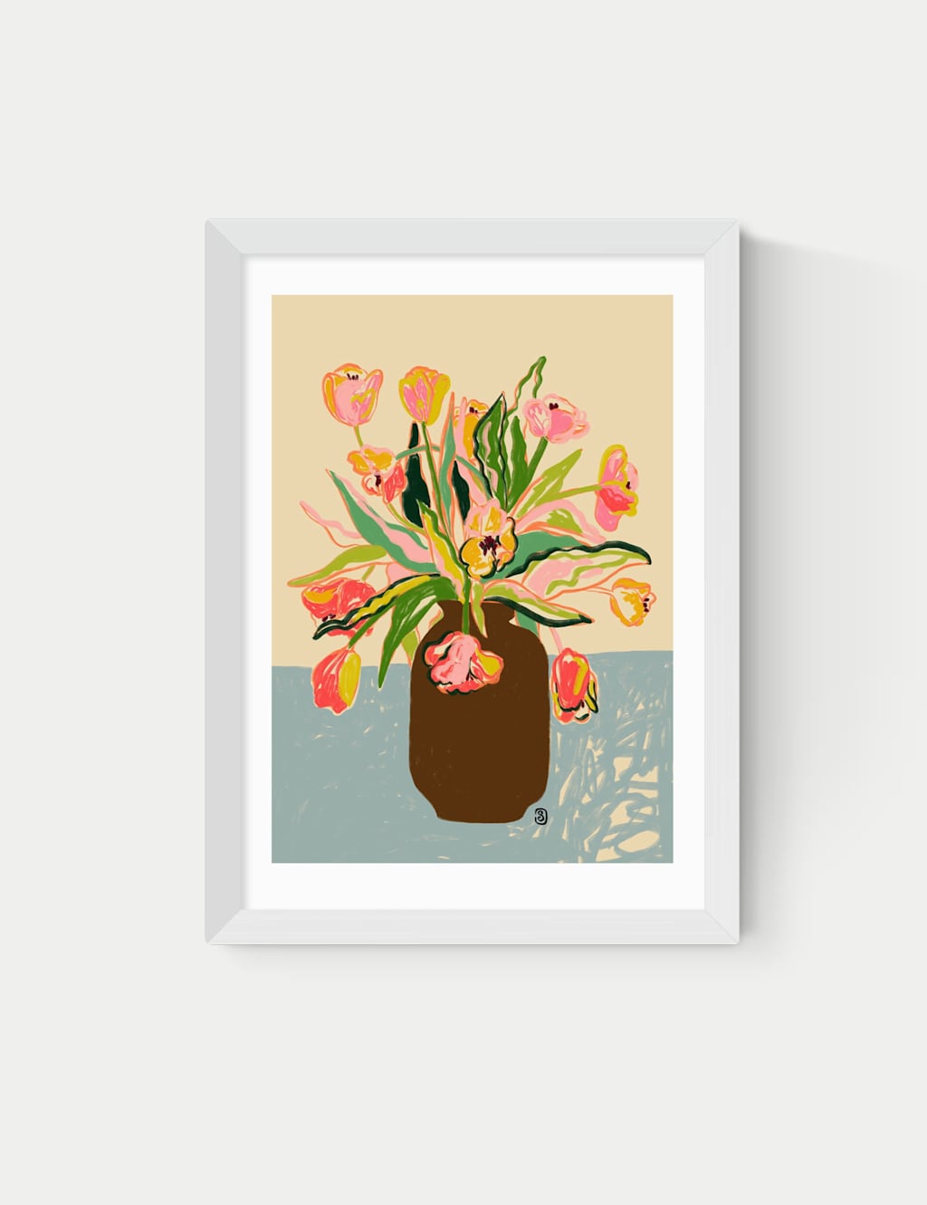 East End Prints Tulips Framed Art Print - A3 - White - Available at M&S