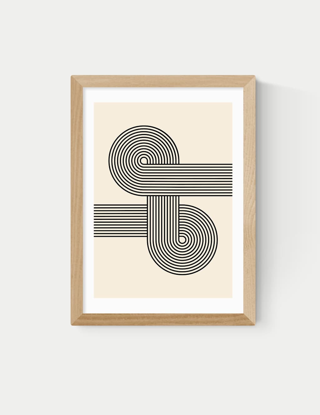 East End Prints Retro Waves Abstract Framed Art - A3 - Natural - Available at M&S