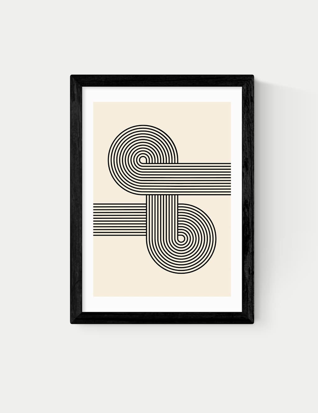 East End Prints Retro Waves Abstract Framed Art - A2 - Black - Available at M&S