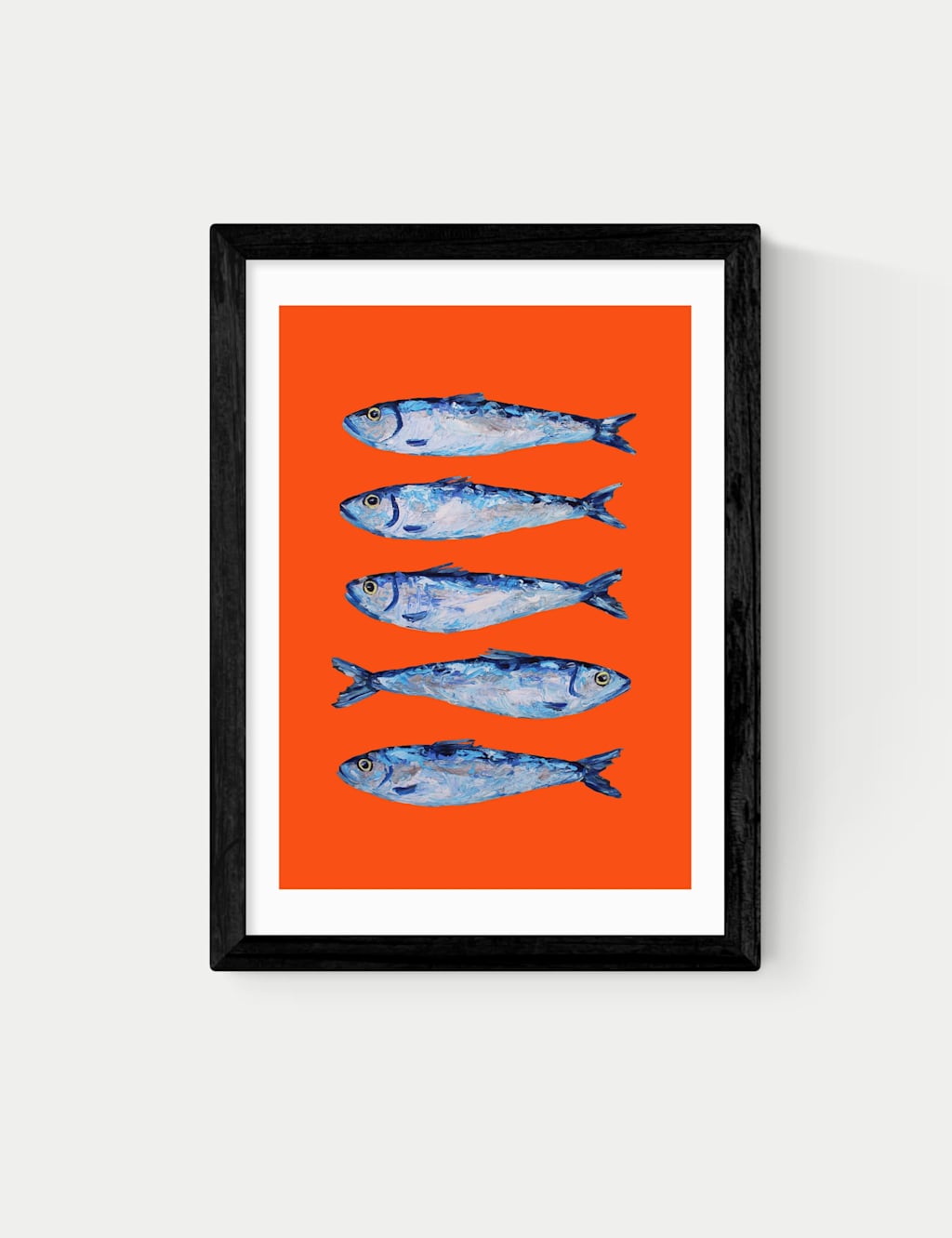 East End Prints Sardines Orange Framed Art Print - A1 - Black - Available at M&S