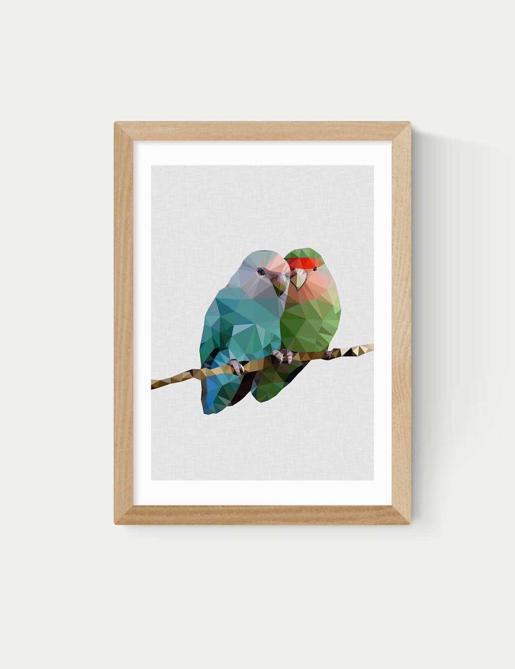 East End Prints Two Love Birds Framed Art - A2 - Natural - Available at M&S