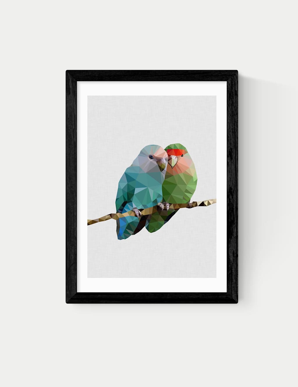 East End Prints Two Love Birds Framed Art - A3 - Black - Available at M&S