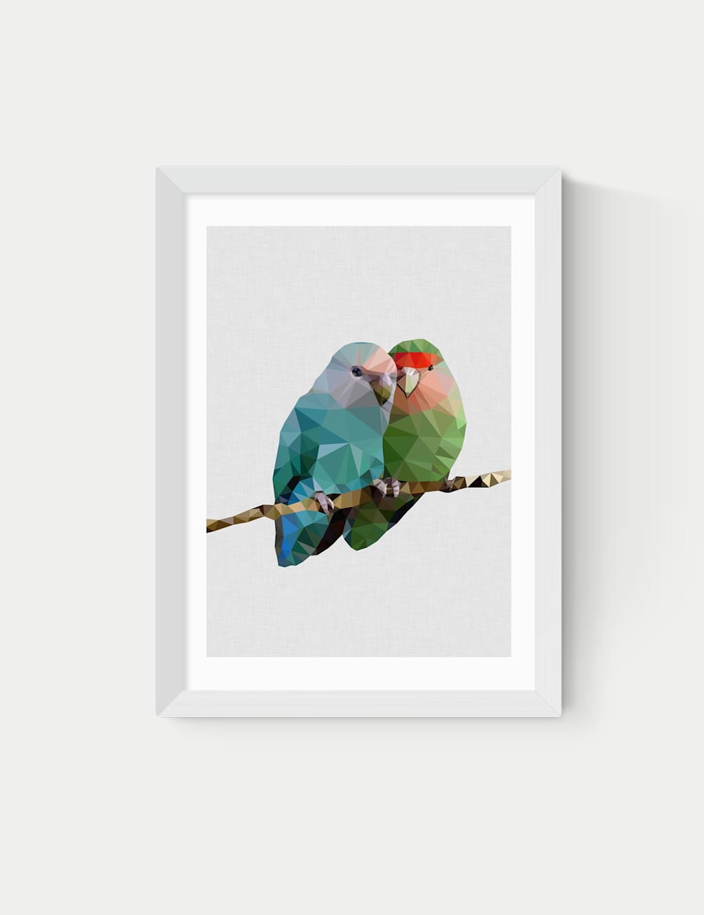 East End Prints Two Love Birds Framed Art - A2 - White - Available at M&S