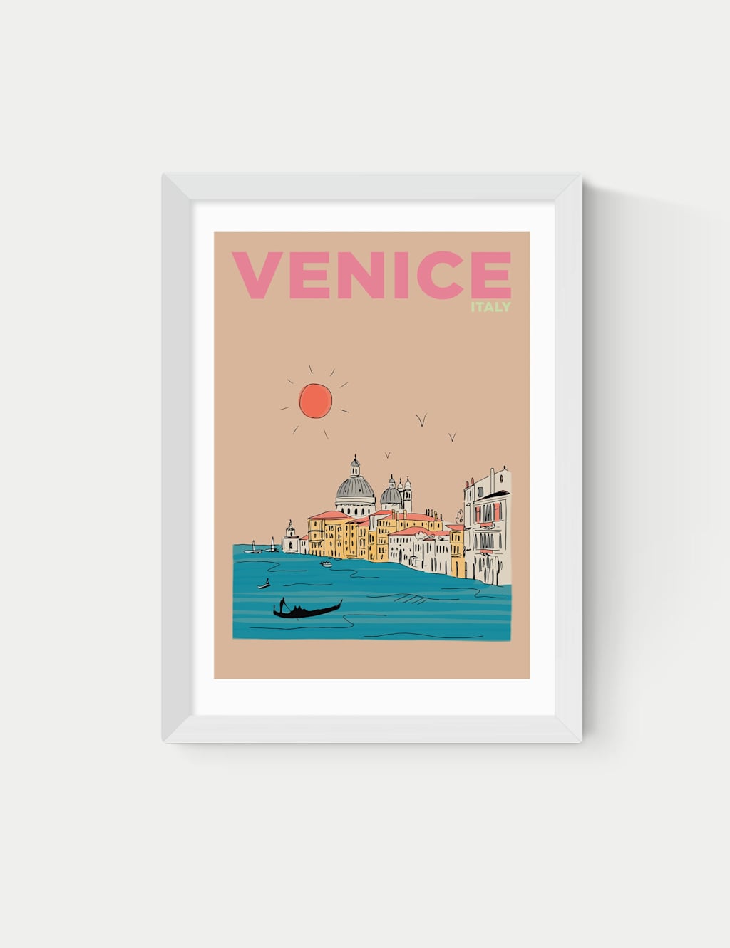 East End Prints Venice Italy Framed Art Print - A2 - White - Available at M&S