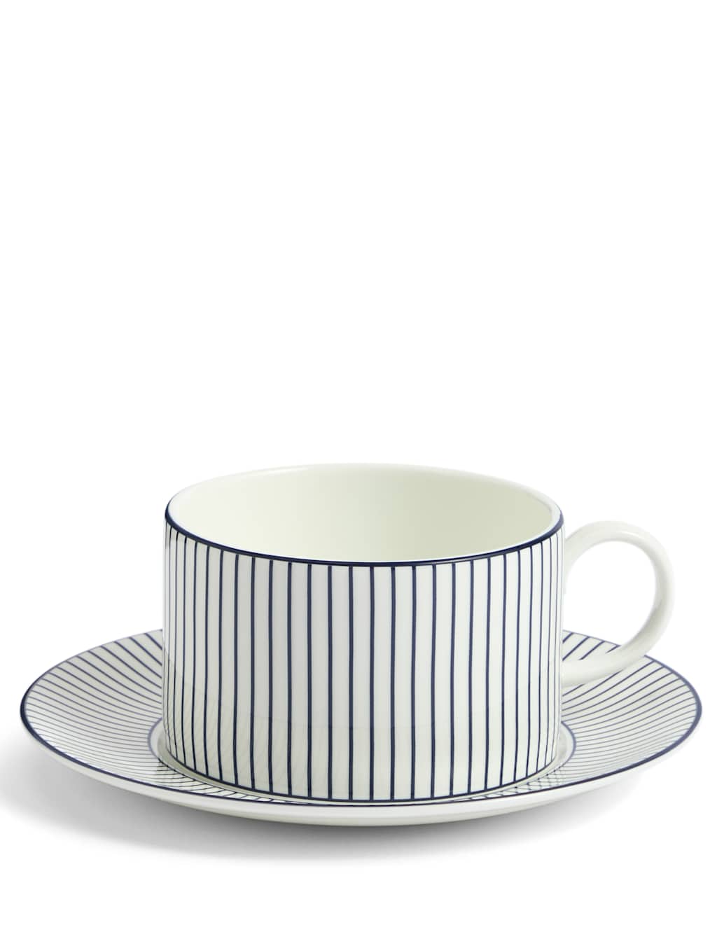 Wedgwood Gio Pinstripe Teacup and Saucer - Blue Mix - Available at M&S