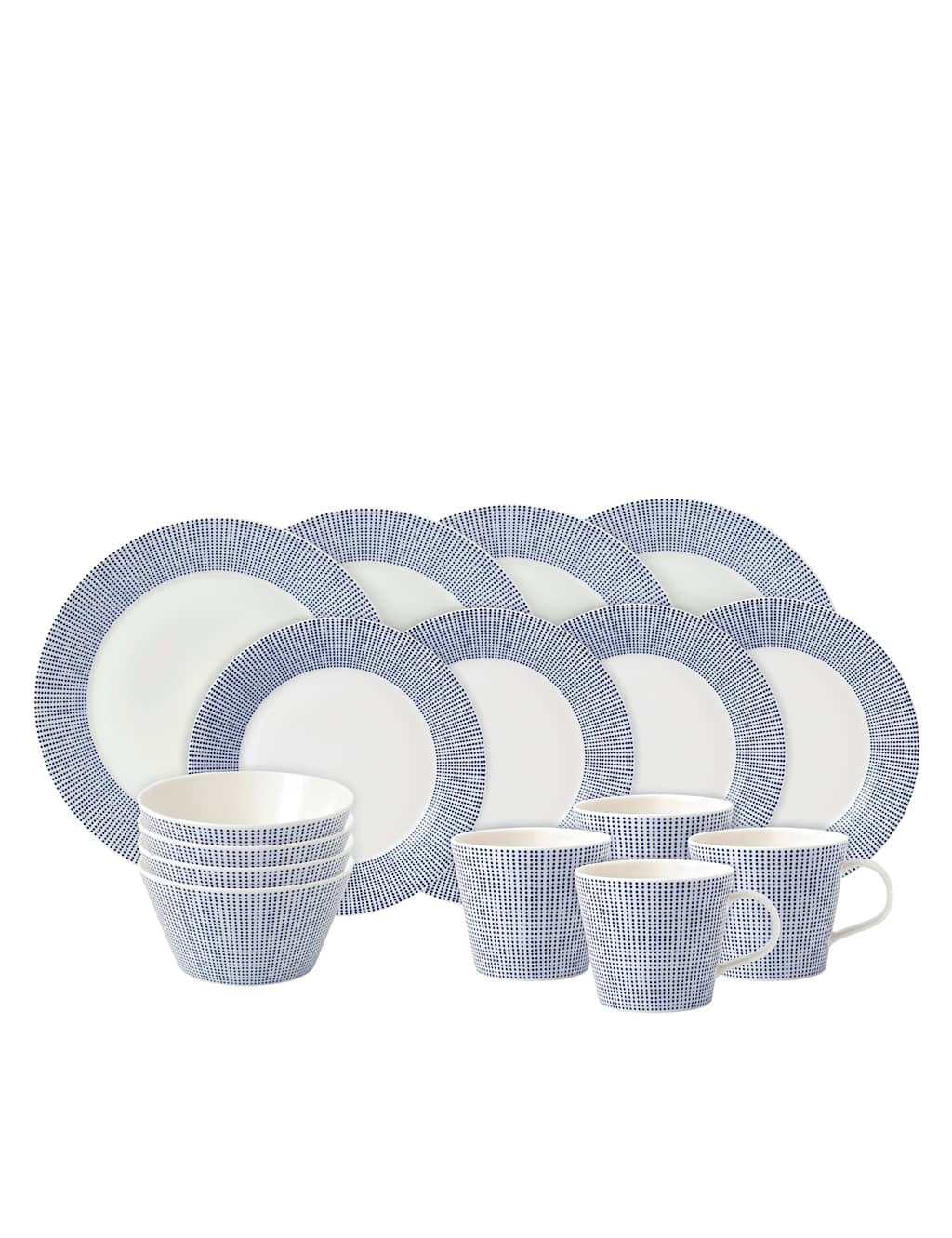 Royal Doulton 16 Piece Pacific Dot Dinner Set - Blue Mix - Available at M&S